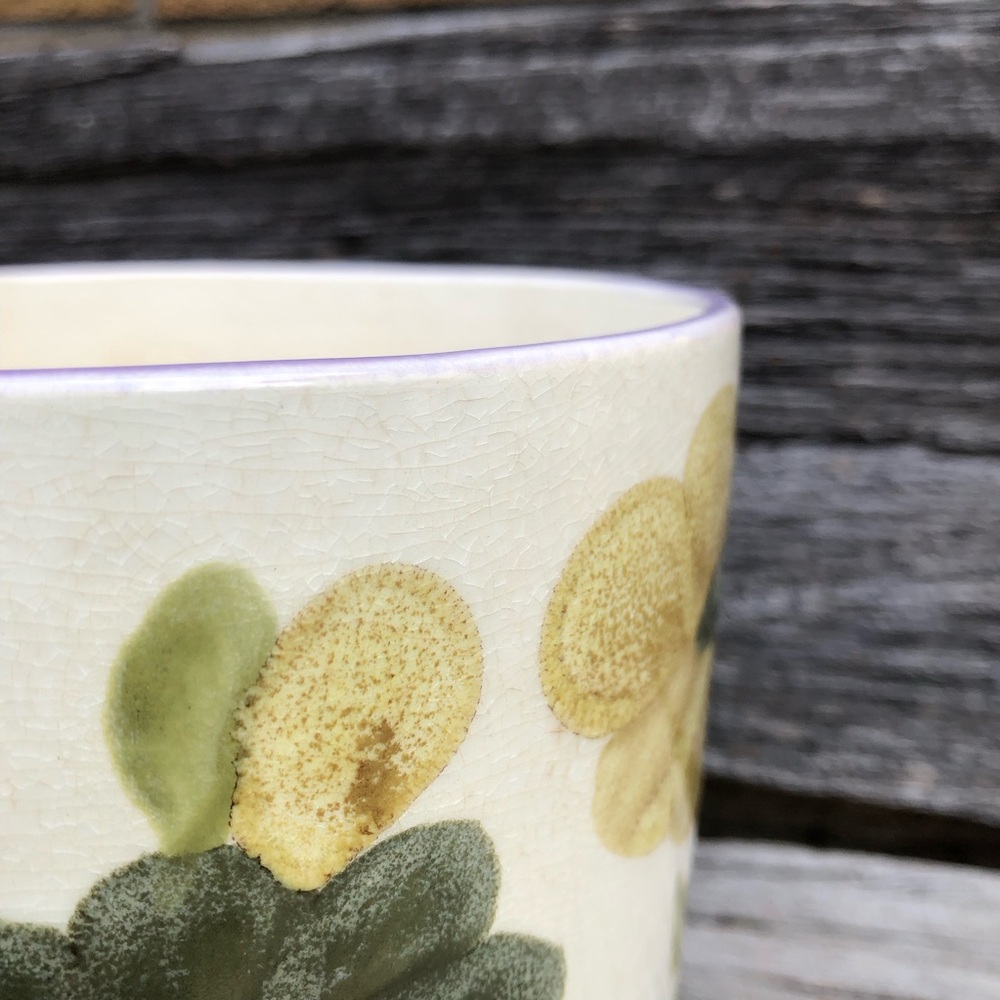 Crown Lynn Ironstone Boho Planter with floral motif Ceramic golden yellow green - Picture 11 of 16